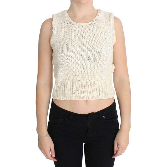 PINK MEMORIES Beige Sleeveless Cotton Blend Vest Sweater PINK MEMORIES Wheat