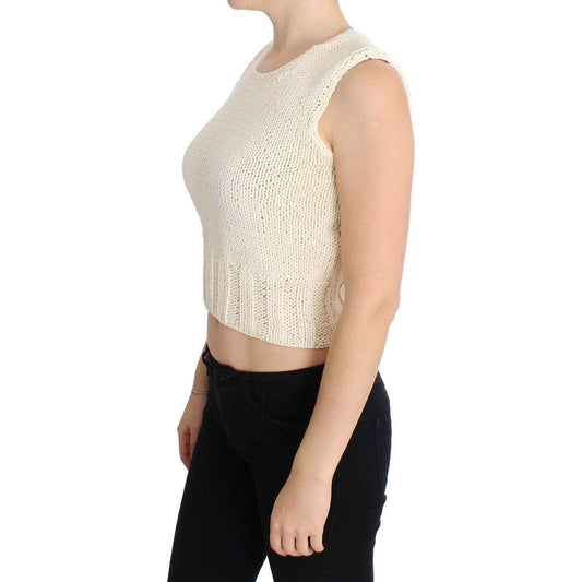 PINK MEMORIES Beige Sleeveless Cotton Blend Vest Sweater PINK MEMORIES Wheat