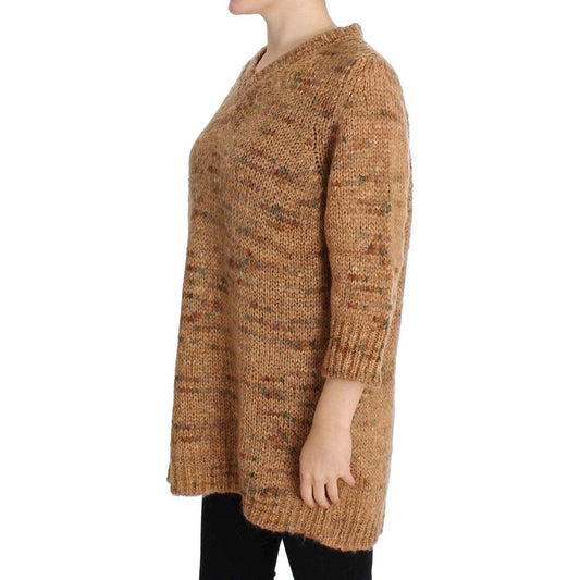 PINK MEMORIES Chic Brown Oversize Knitted V-Neck Sweater PINK MEMORIES Sienna