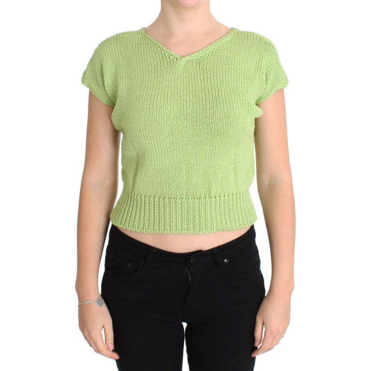 PINK MEMORIES Elegant Green Knitted Sleeveless Vest Sweater PINK MEMORIES Tan