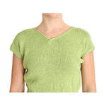 PINK MEMORIES Green Cotton Blend Knitted Sweater SIG30267-1
