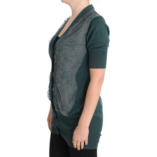 PINK MEMORIES Elegant Green Lace Cardigan Sweater PINK MEMORIES Dark Slate Gray