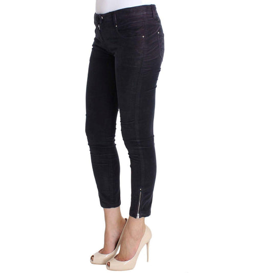 Costume National Elegant Purple Cropped Corduroys Costume National Gray