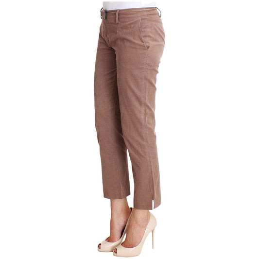 Costume National Chic Brown Cropped Corduroy Pants Costume National Dim Gray