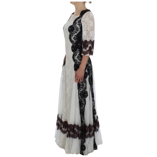 Dolce & Gabbana Floral Lace Silk Blend Maxi Dress Dolce & Gabbana Dark Gray