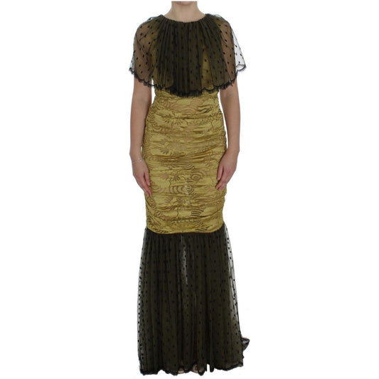 Dolce & Gabbana Yellow Floral Lace Sheath Dress Dolce & Gabbana Black