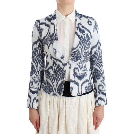 Christian Pellizzari Elegant Two-Tone Blue Short Blazer Blazer Jacket Christian Pellizzari Light Gray