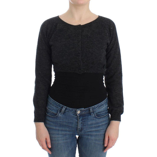 Ermanno Scervino Chic Cropped Alpaca Wool Sweater Ermanno Scervino Dark Slate Gray