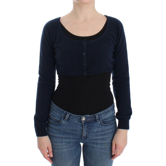Ermanno Scervino Chic Cashmere-Blend Cropped Sweater in Blue Ermanno Scervino Dark Slate Gray