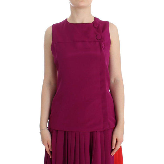 Barbara Casasola Stunning Silk Sleeveless Purple Blouse Barbara Casasola Brown