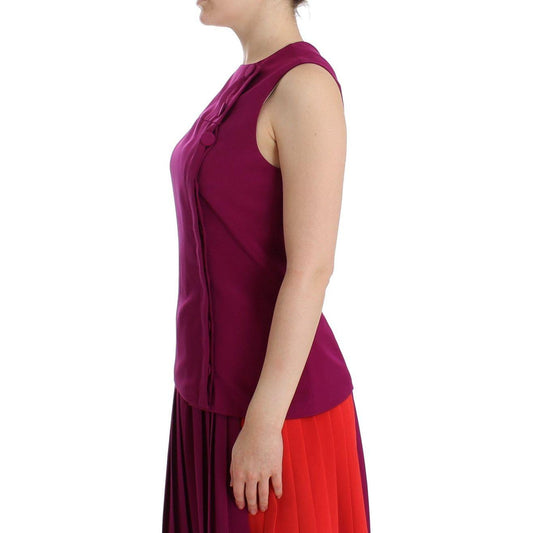 Barbara Casasola Stunning Silk Sleeveless Purple Blouse Barbara Casasola Tan