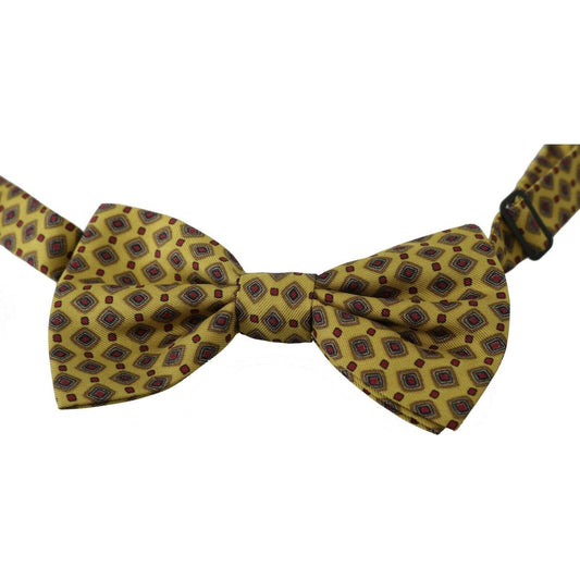 Dolce & Gabbana Elegant Yellow Silk Bow Tie Dolce & Gabbana Dark Olive Green