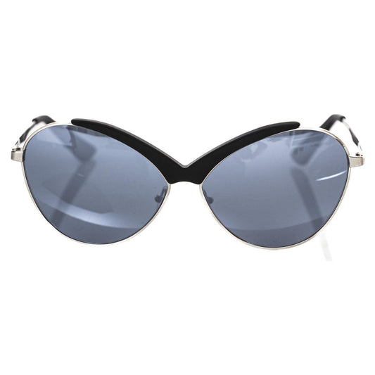 Frankie Morello Black Metallic Women Sunglass Frankie Morello Light Slate Gray