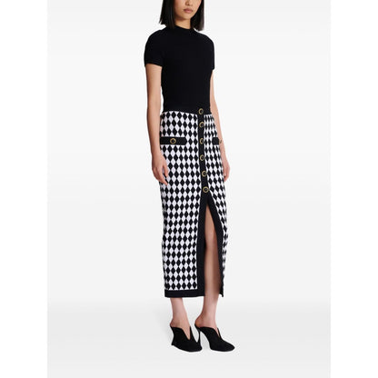 Balmain Diamond-intarsia knitted midi skirt