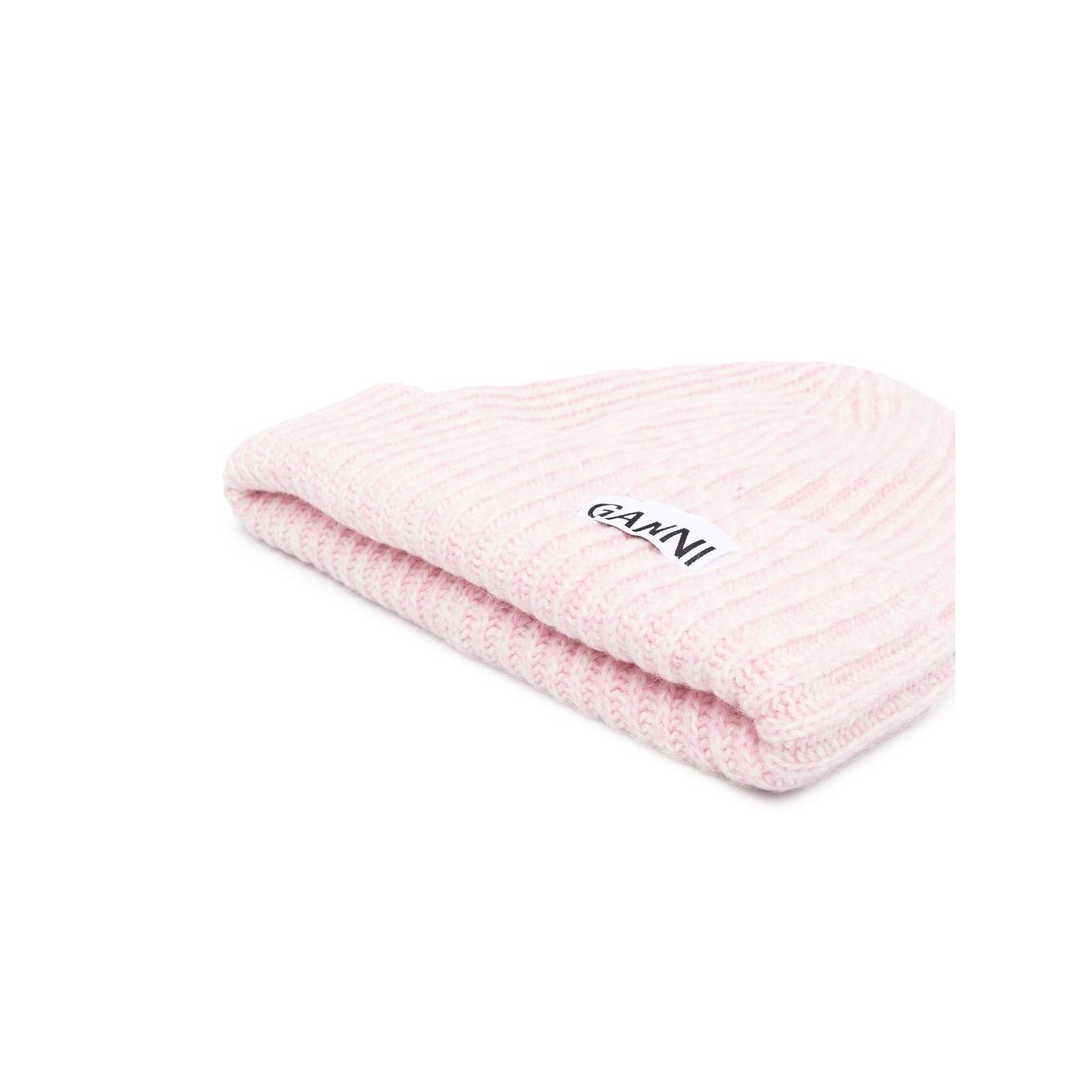 Ganni Oversized Wool Rib Knit Beanie Scarves Hats & Gloves