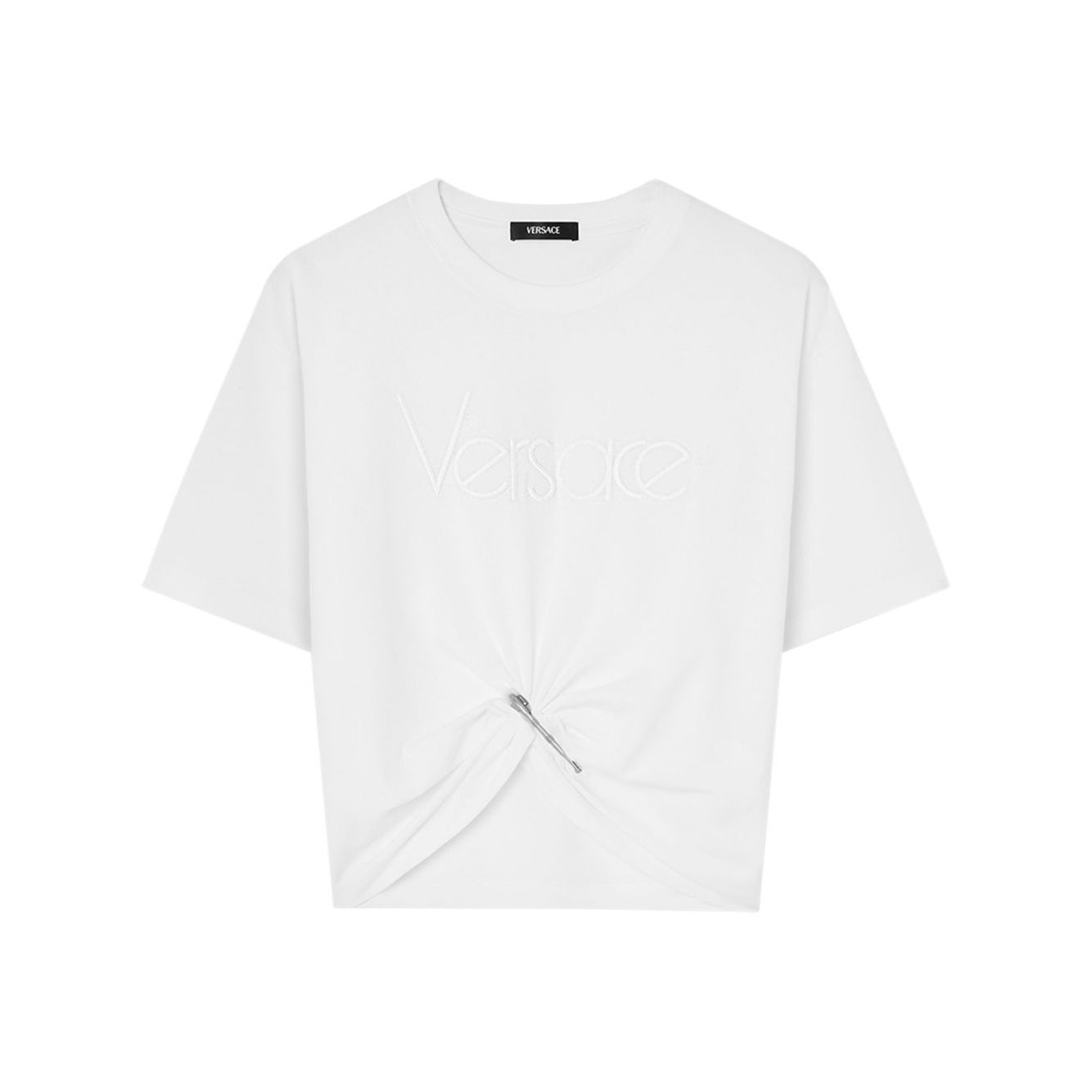 Versace logo-embroidered T-shirt in white Topwear