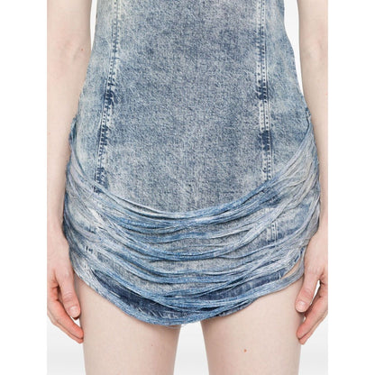 Diesel Tencel denim mini dress with fringes Dresses