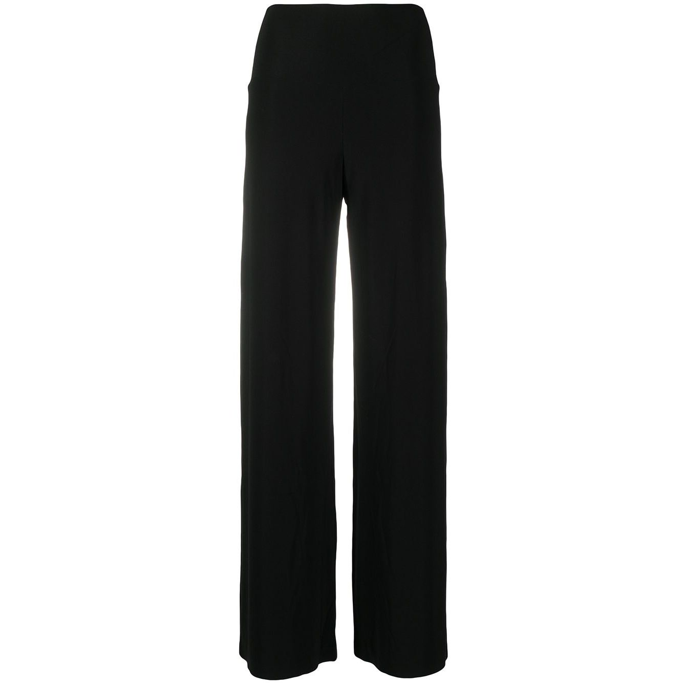 Norma Kamali Trousers Black, mid-rise wide leg ankle-length black jersey trousers with a stretch design.