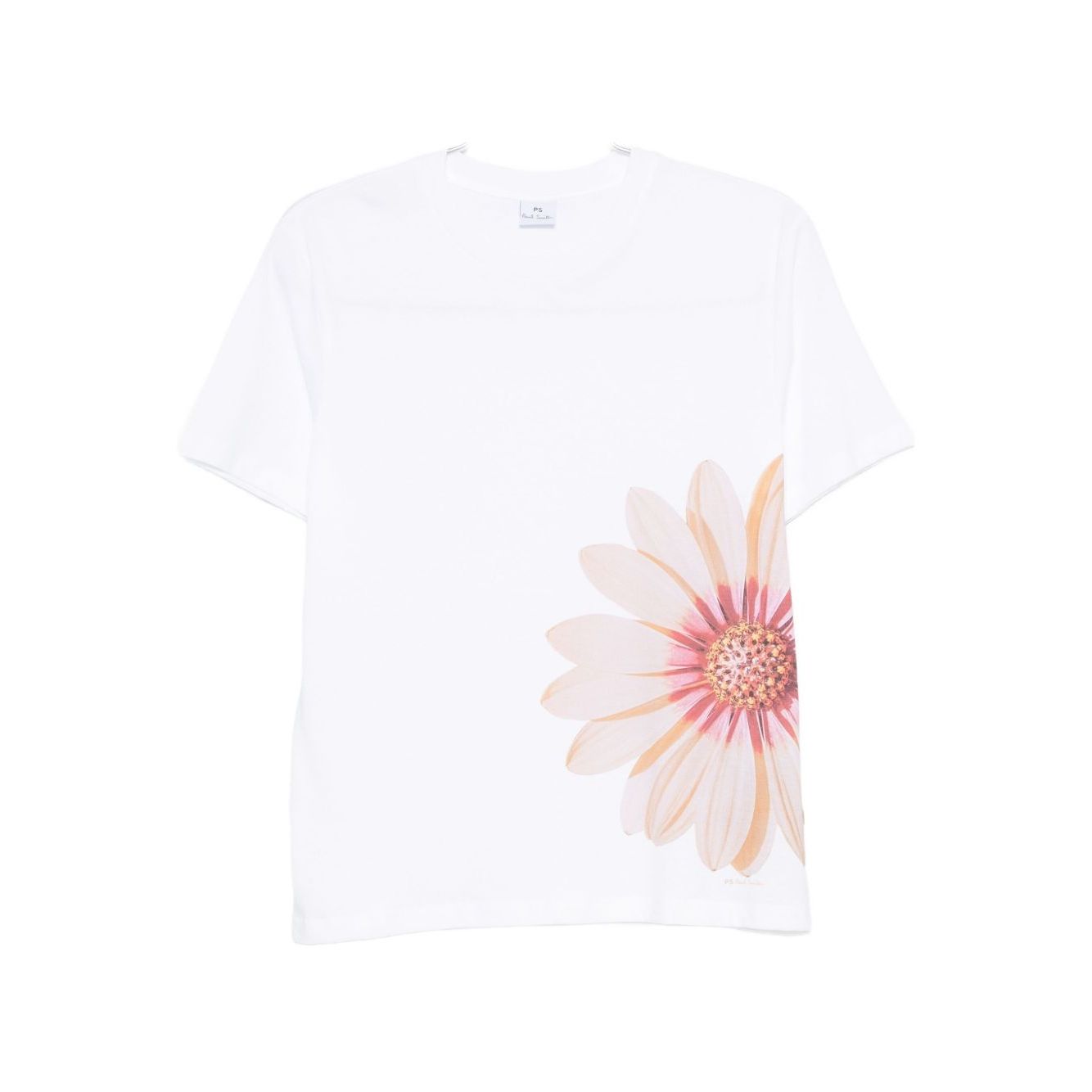 PS By Paul Smith T-shirts and Polos White - floral print Zinnia cotton t-shirt with short sleeves and crew neck.