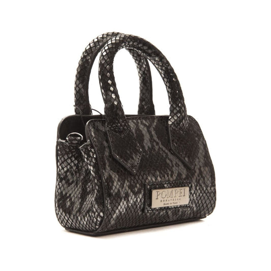 Pompei Donatella Chic Leather Mini Tote with Python Print Pompei Donatella Dark Slate Gray