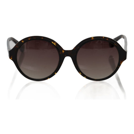 Frankie Morello Chic Black Turtle Pattern Round Sunglasses Frankie Morello Dark Slate Gray