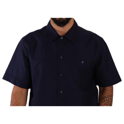 Dolce & Gabbana Navy Blue Button Down Short Sleeves Shirt