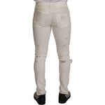 Dolce & Gabbana White Tattered Skinny Cotton Men Denim Jeans PAN72326 - 46