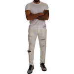 Dolce & Gabbana White Tattered Skinny Cotton Men Denim Jeans PAN72326 - 46