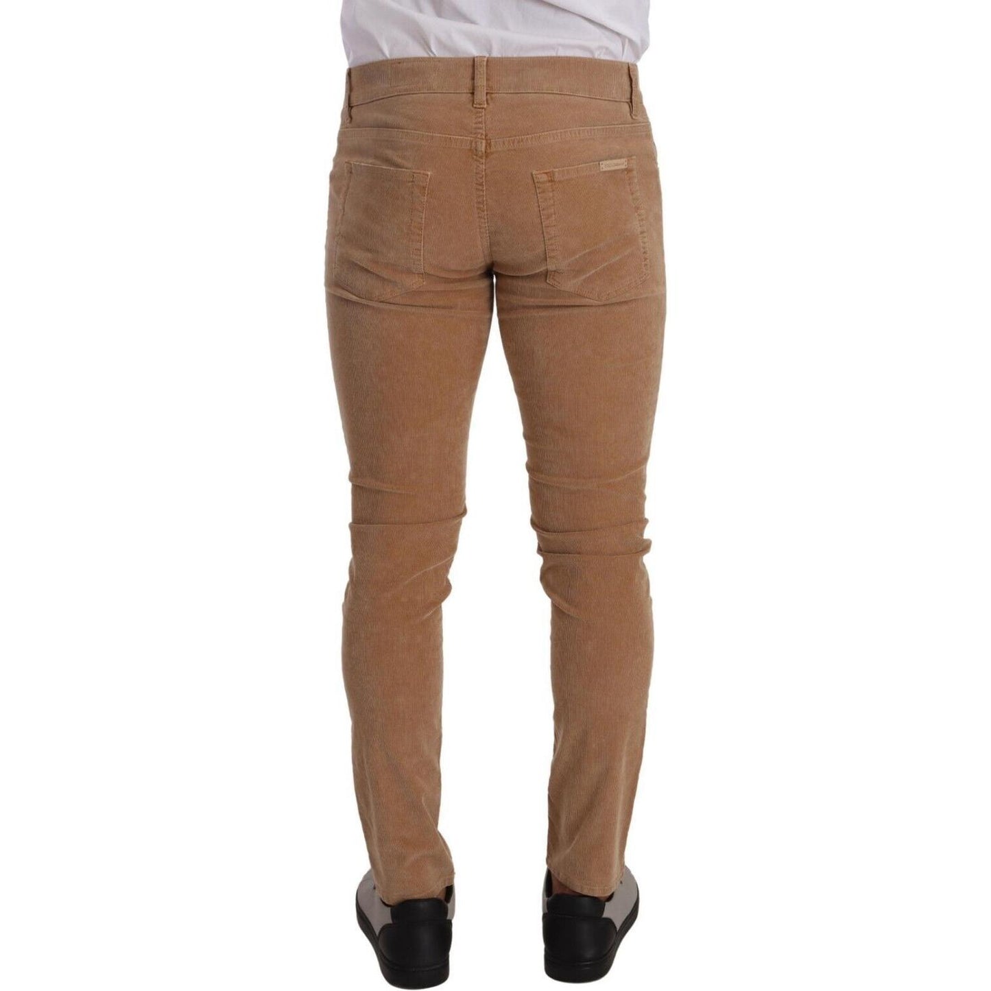 Dolce & Gabbana Brown Corduroy Cotton Skinny Slim Fit Jeans