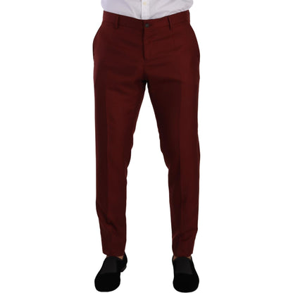 Dolce & Gabbana Red Cashmere Silk Dress Men Trouser Pants