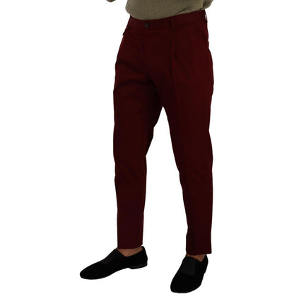 Dolce & Gabbana Dark Red Cotton Mens Chinos Trouser Dress Pants