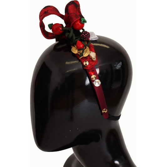 Dolce & Gabbana Cherry Sicily Embellished Red Diadem Dolce & Gabbana Black