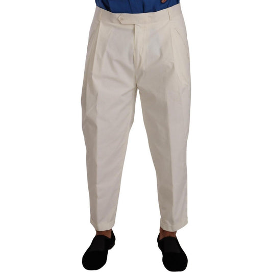 Dolce & Gabbana White Cotton Tapered Men Trouser Dress Pants PAN72942#- 50