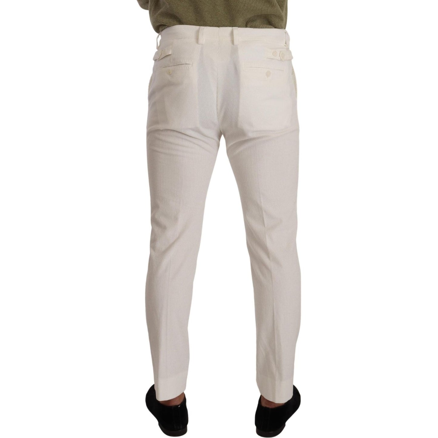 Dolce & Gabbana White Cotton Skinny Corduroy Trouser Pants PAN72877 - 48