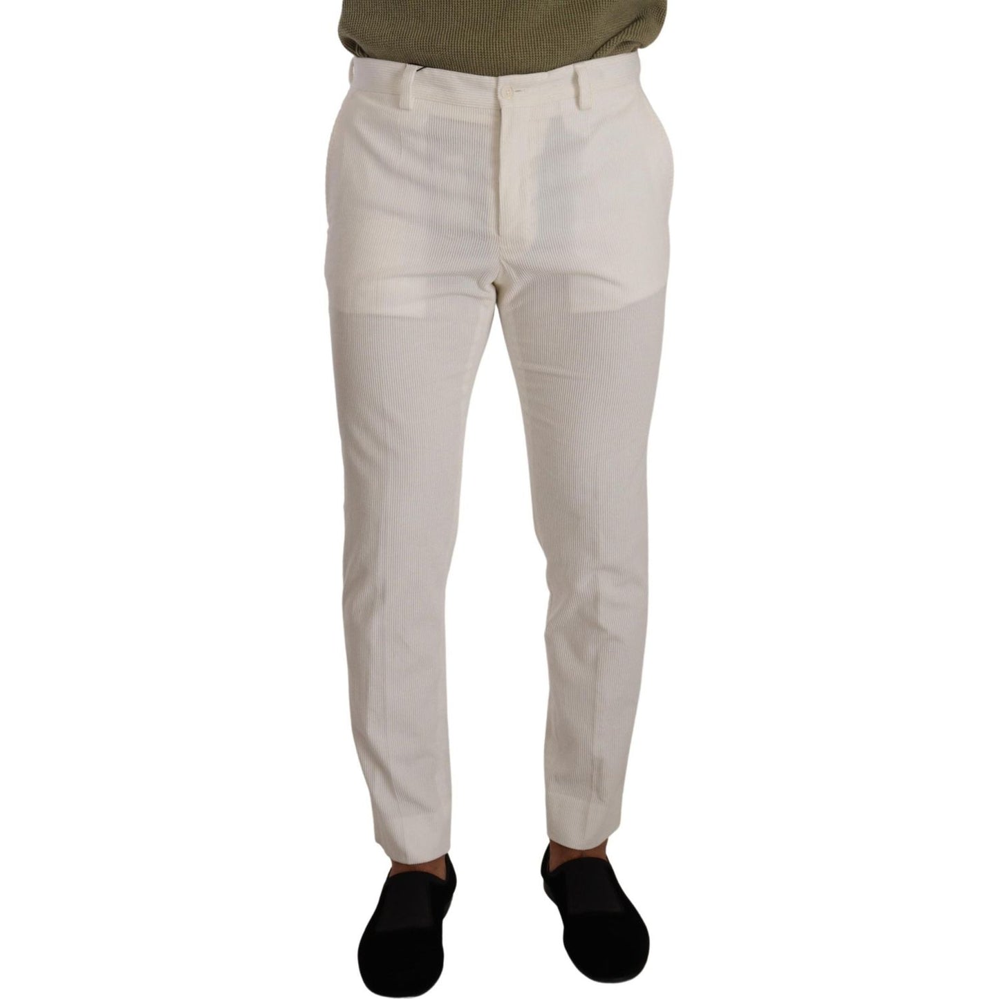 Dolce & Gabbana White Cotton Skinny Corduroy Trouser Pants PAN72877 - 48