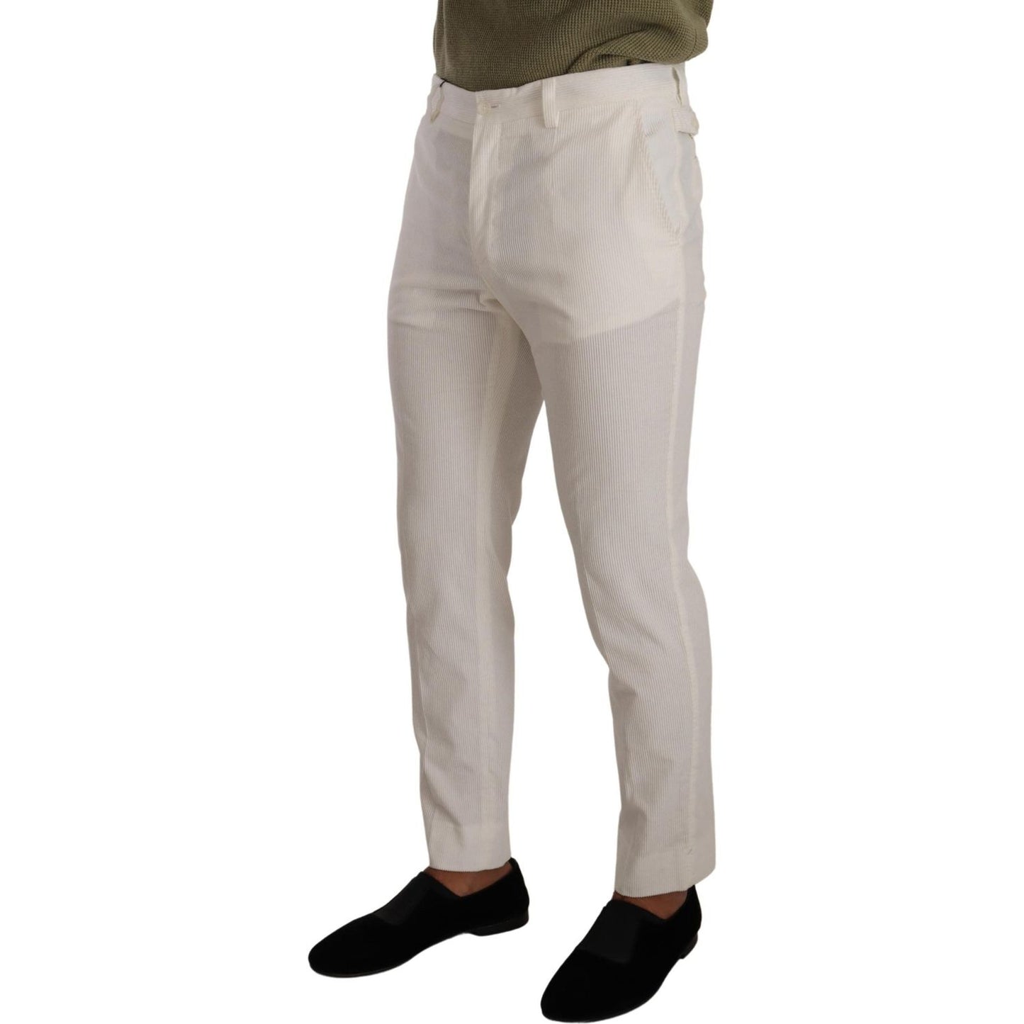 Dolce & Gabbana White Cotton Skinny Corduroy Trouser Pants PAN72877 - 48