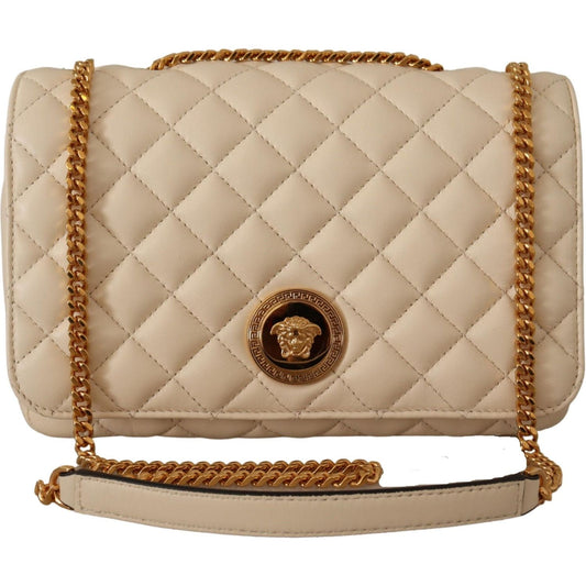 Versace Elegant White Nappa Leather Shoulder Bag Versace Rosy Brown