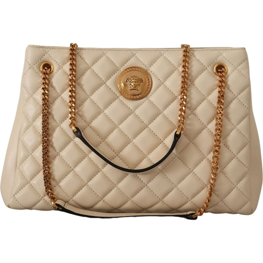 Versace Elegant Quilted Nappa Leather Tote Versace Rosy Brown