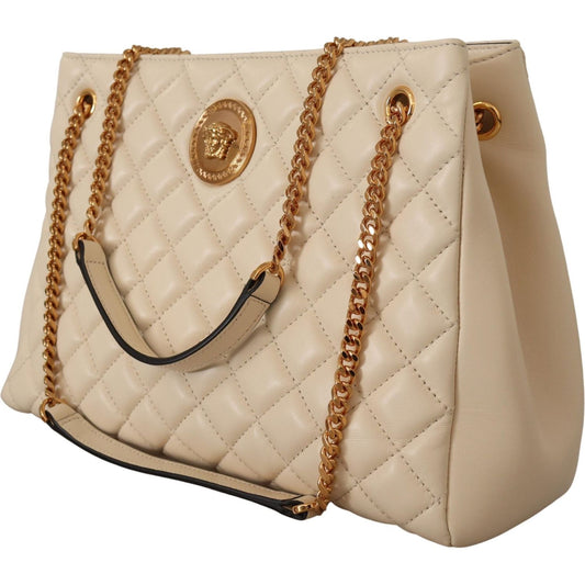 Versace Elegant Quilted Nappa Leather Tote Versace Tan