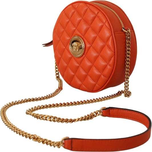 Versace Elegant Round Nappa Leather Crossbody Bag Crossbody Bag Versace Sienna
