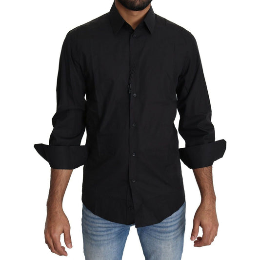 Dolce & Gabbana Black Cotton Formal Dress Men Top Shirt TSH5495-IT38