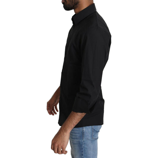 Dolce & Gabbana Black Cotton Formal Dress Men Top Shirt TSH5495-IT38