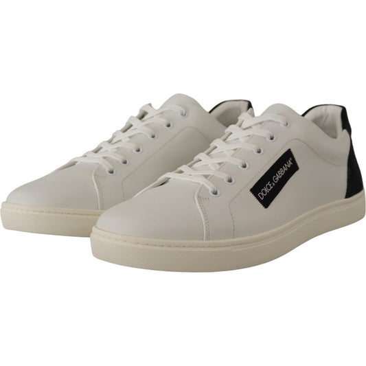 Dolce & Gabbana Elegant White Leather Low Top Sneakers Dolce & Gabbana Dark Gray