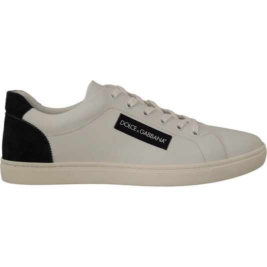 Dolce & Gabbana Elegant White Leather Low Top Sneakers Dolce & Gabbana Dark Gray