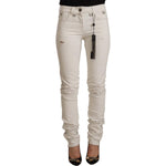 Karl Lagerfeld White Mid Waist Cotton Denim Slim Fit Jeans PAN72135 - 26