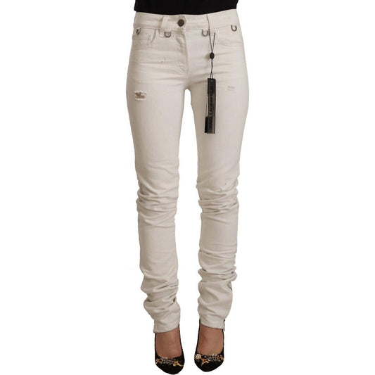 Karl Lagerfeld Chic White Mid-Waist Slim Fit Jeans Karl Lagerfeld Gray