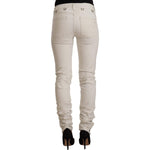 Karl Lagerfeld White Mid Waist Cotton Denim Slim Fit Jeans PAN72135 - 26