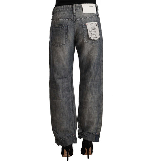 Acht Chic Gray Straight Cut Ramie-Cotton Jeans Acht Dark Slate Gray