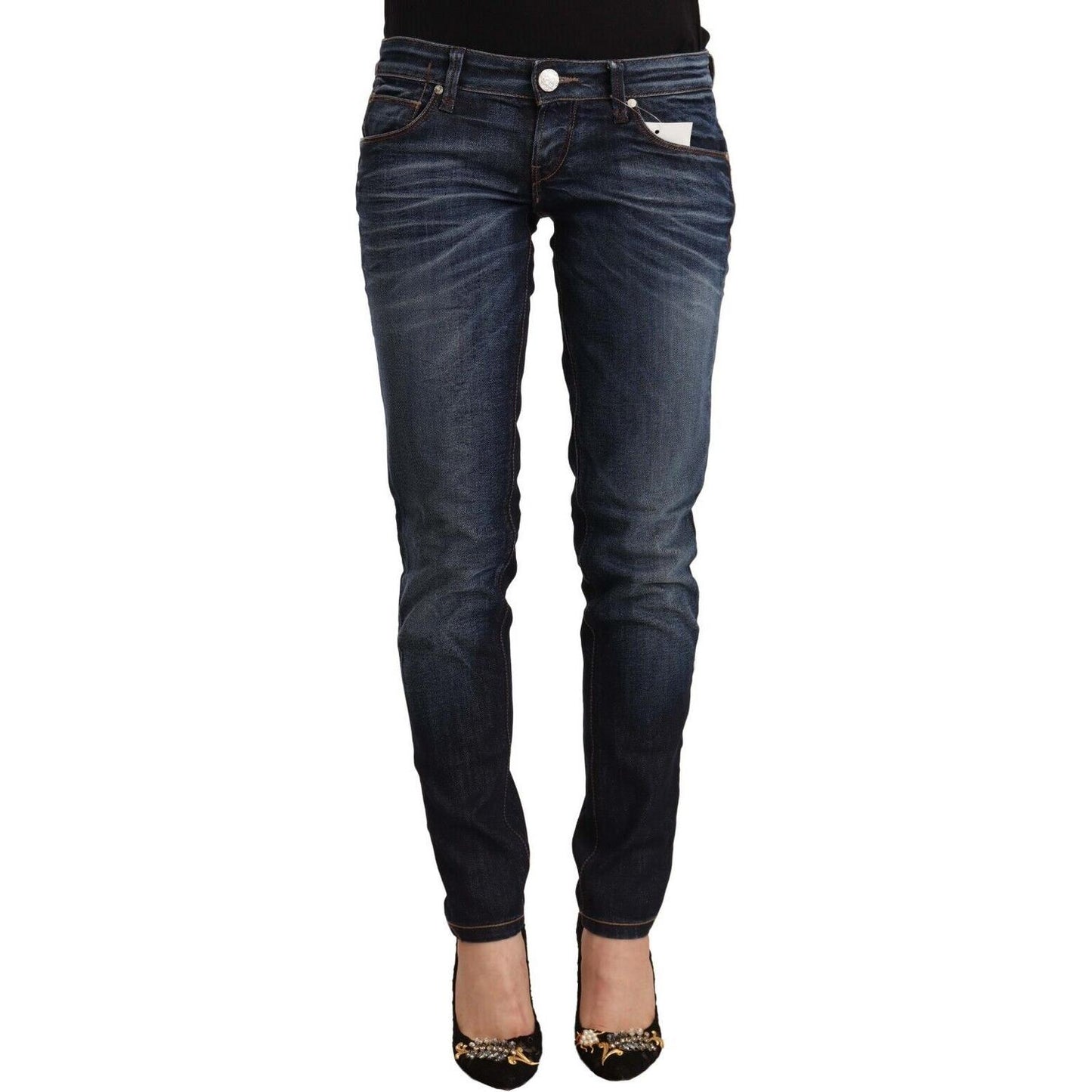 Acht Blue Washed Cotton Low Waist Skinny Denim Jeans PAN71185 - 26