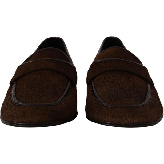 Dolce & Gabbana Elegant Brown Caiman Leather Loafers Dolce & Gabbana Black